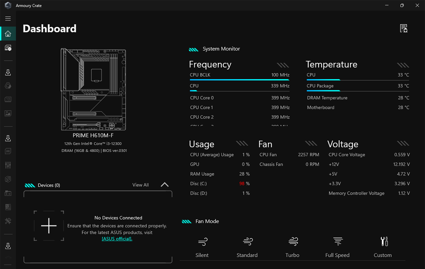Armoury Crate Dashboard