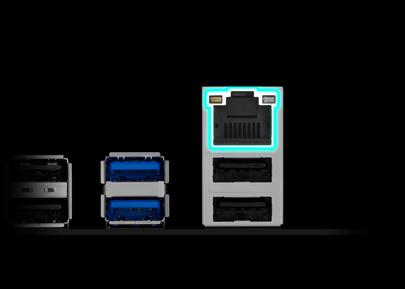 I/O ports highlighting 1 Gb Ethernet