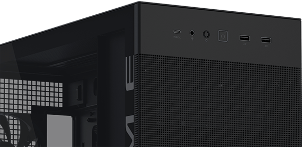 Primo piano del pannello frontale con porta USB Type-C