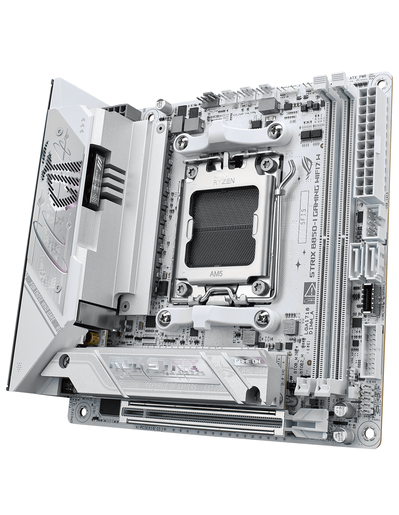 The ROG Strix B850-I WIFI7 W is ready to launch into lightspeed.