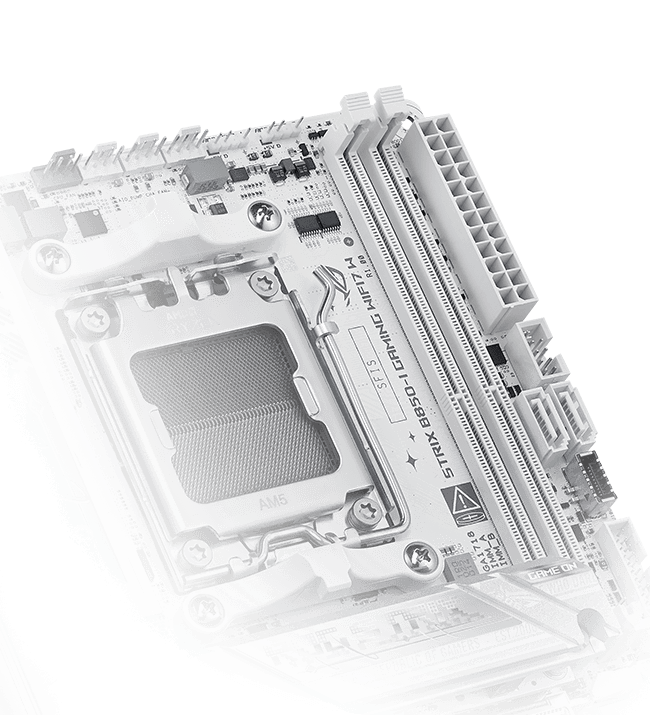 The Strix B850-I WIFI7 W lets you overclock memory up to 8600+ MT/s.