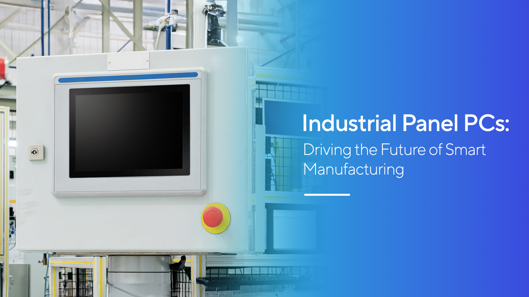 ASUS IoT Panel PC with a large touchscreen embedded in factory production equipment on a modern smart manufacturing line
