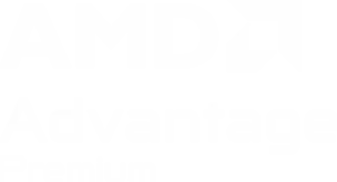 Le logo AMD à côté de textes indiquant 