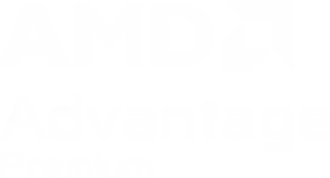 Le logo AMD à côté du texte « Ryzen », « Radeon » et « AMD Advantage ».