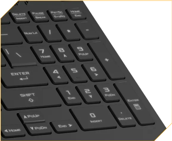 En närbild av ett numeriskt tangentbord på en bärbar dator.
