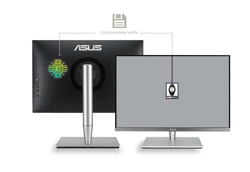 ASUS ProArt Calibration Technology can save all color parameter profiles on the monitor’s internal scaler integrated circuit (IC) chip instead of the PC