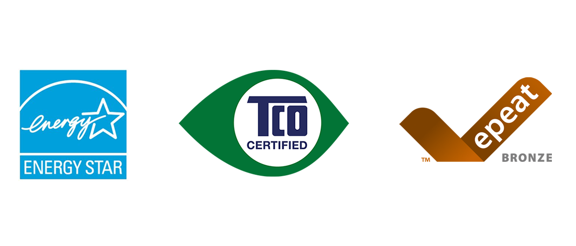 epeat GOLD, ENERGY STAR, TCO CERTIFIED logos