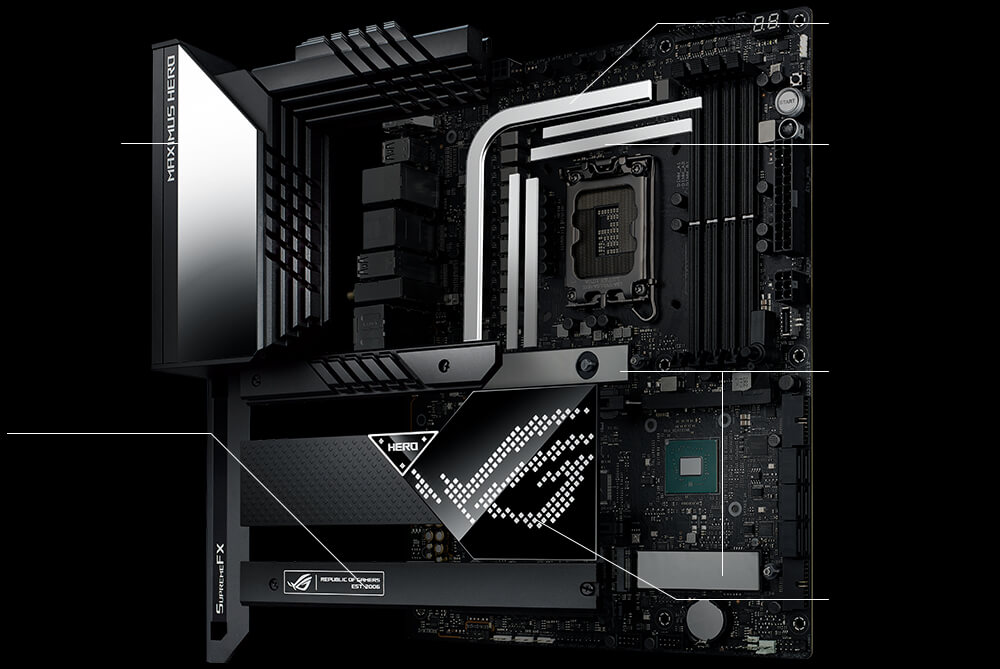 The ROG Maximus Z690 Hero features upgraded cooling solution.