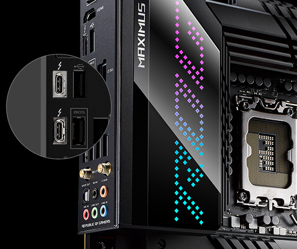 The ROG Maximus Z690 Hero motherboard features two Thunderbolt 4 Type-C ports