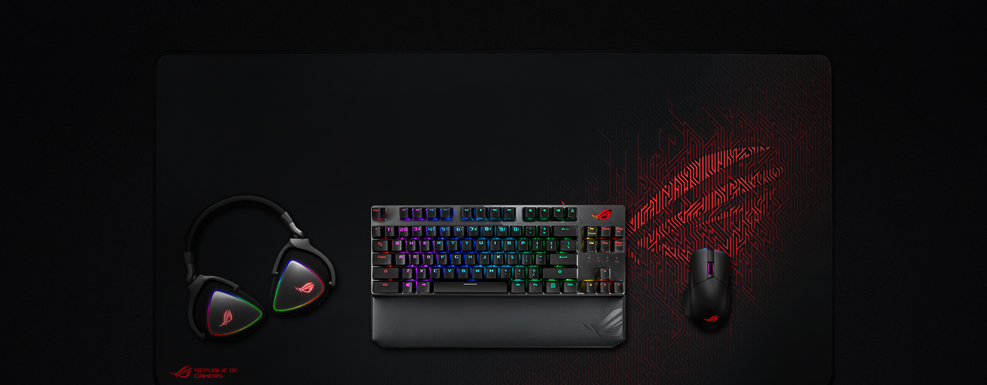 ROG Strix Scope NX TKL Deluxe with other ROG gaming peripherals