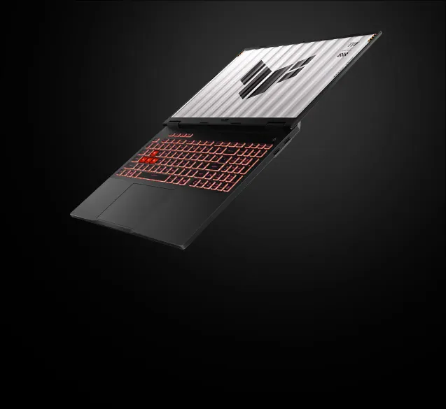 A top down view of the TUF Gaming A16 in Eclipse Grey.