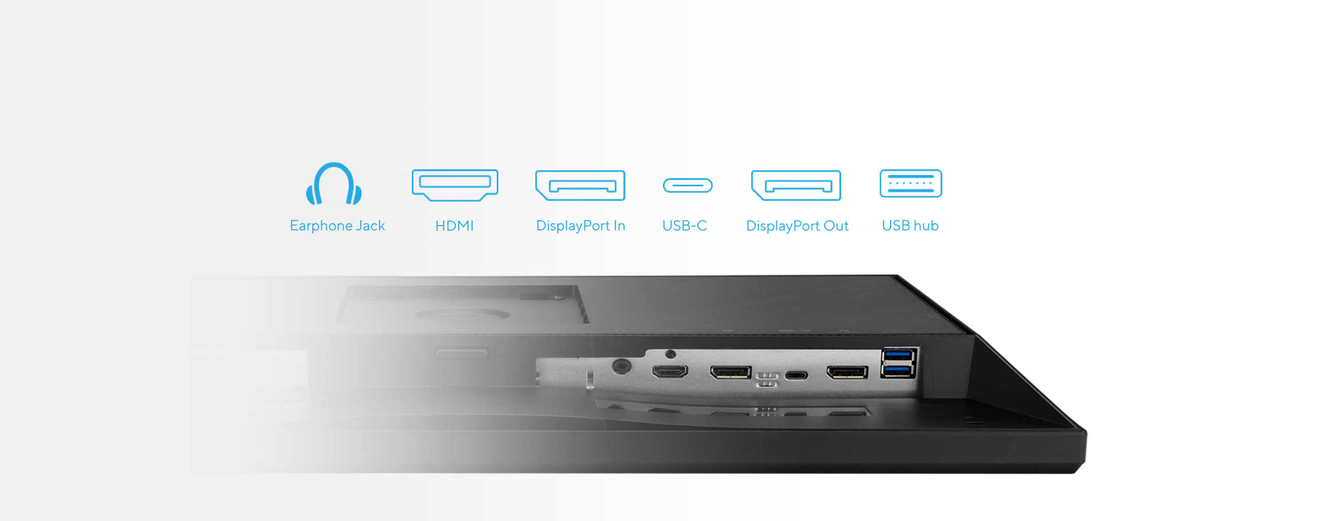 BE24ECSBT features a host of connectivity options that include HDMI, DisplayPort, DVI-D, D-sub and two USB 3.0 ports.