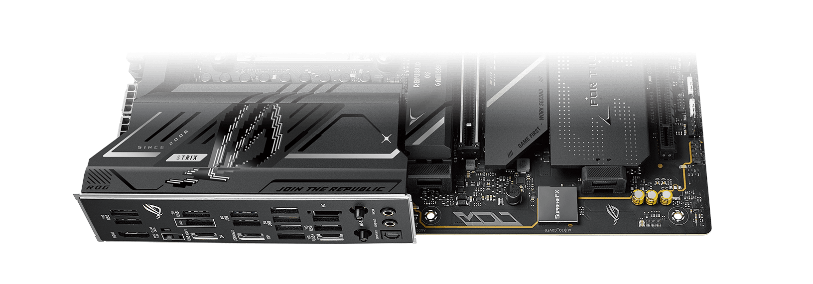 The Strix X870E-H  motherboard features SupremeFX audio.