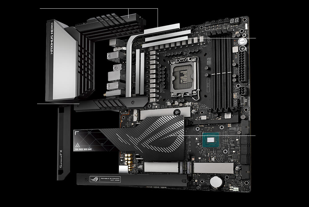 The ROG Maximus Z790 Hero features an upgraded cooling solution.