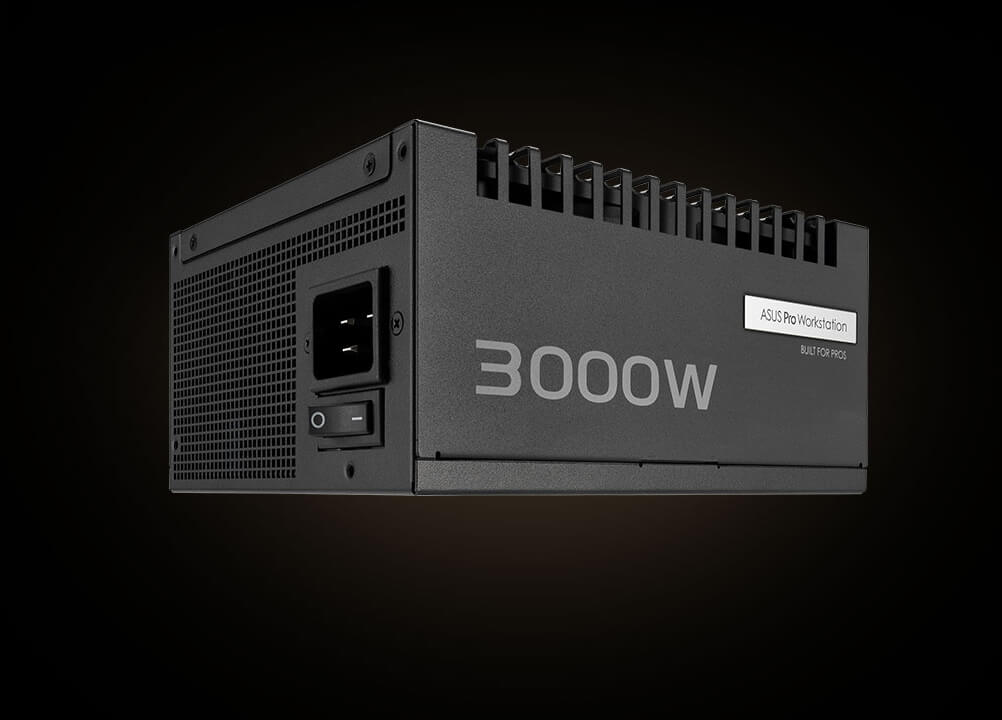 ASUS Pro WS Platinum PSU angled view of rear-quarter