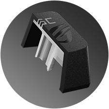 Cut-away close-up of a ROG PBT keycap