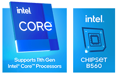 intel CORE, supporte les processeurs Intel Core de 11e génération ; Chipset Intel B560