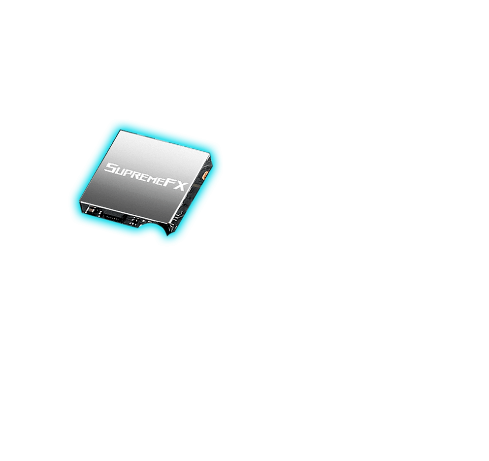 Closeup of ROG Strix B560-F Gaming WiFi highlighting ROG SupremeFX audio cover
