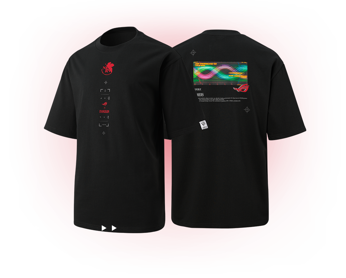ROG Black T-Shirt EVA Edition (front and back views)