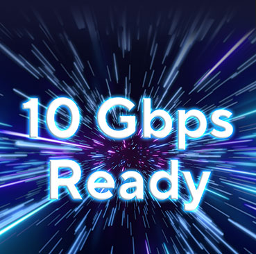 10G Gbps text displayed over a high-speed background