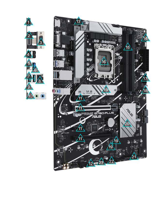 Todas las especificaciones de la placa base PRIME B760-PLUS