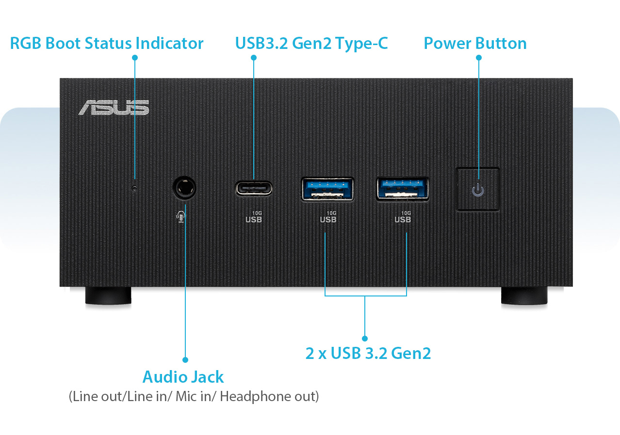 ExpertCenter PN65 front panel and connectivity highlights