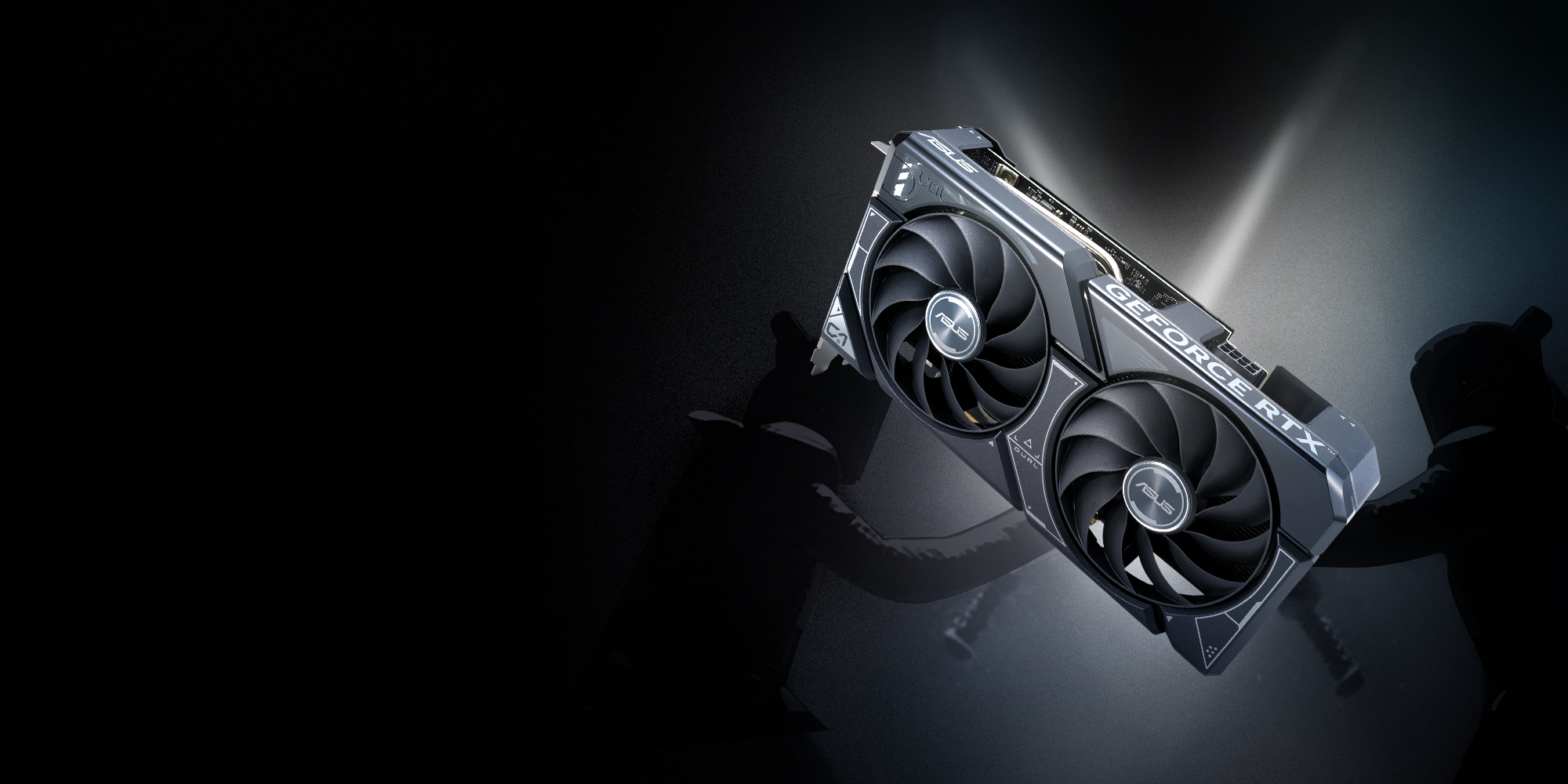 Vooraanzicht van de ASUS Dual GeForce RTX 4060 videokaart