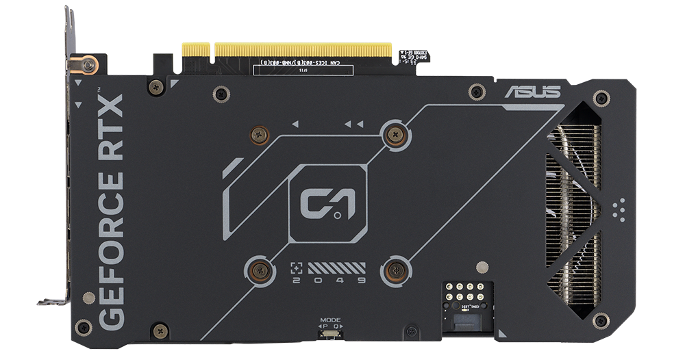 Задня панель відеокарти ASUS Dual GeForce RTX 4060.