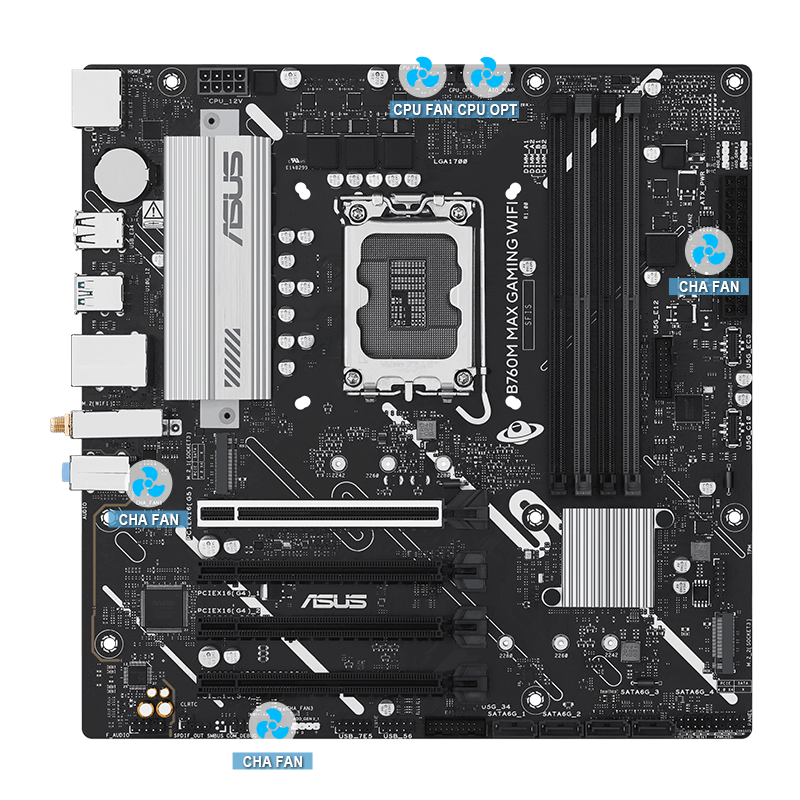 ASUS motherboard with 4-Pin PWM/DC Fan image