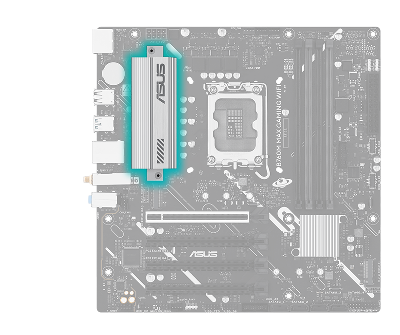 ASUS motherboard with VRM heatsink image