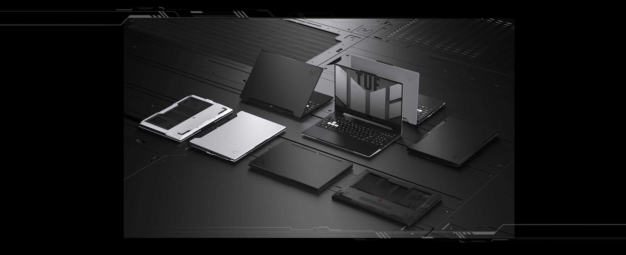The image shows that many sides of view of ASUS TUF DASH F15 on design section