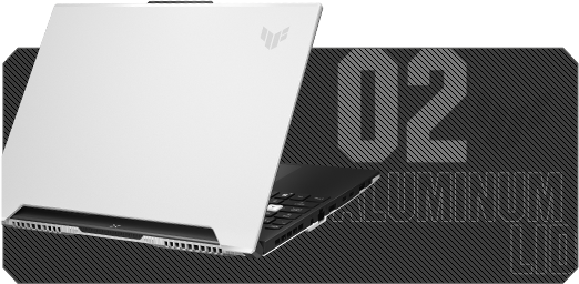 The laptop's oblique side of view of Aluminum Lid