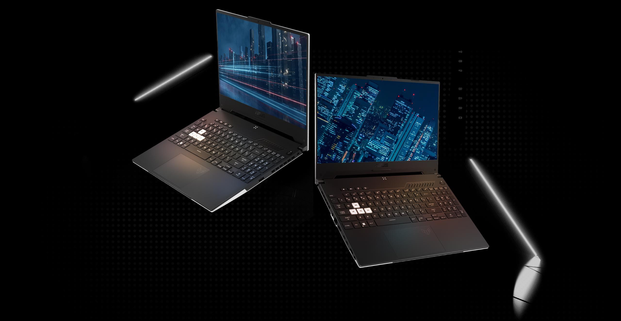 تُظهر الصورة زاويتين مختلفتين لـ ASUS TUF DASH F15 في القسم المرئي