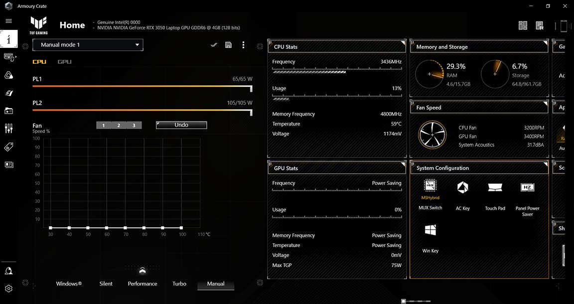 Программное обеспечение ASUS TUF DASH F15