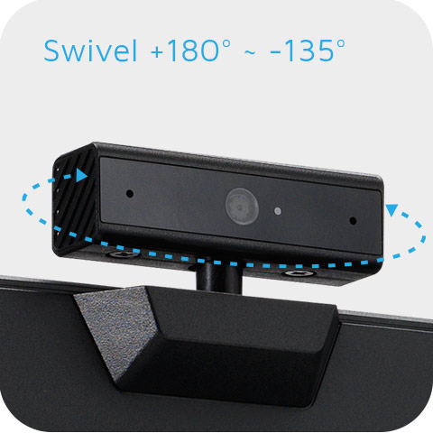 ASUS BE27ACSBK’s webcam offers +180°–-135° swivel adjustment