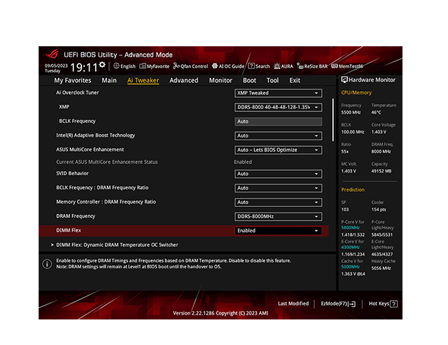 UI of DIMM FLEX