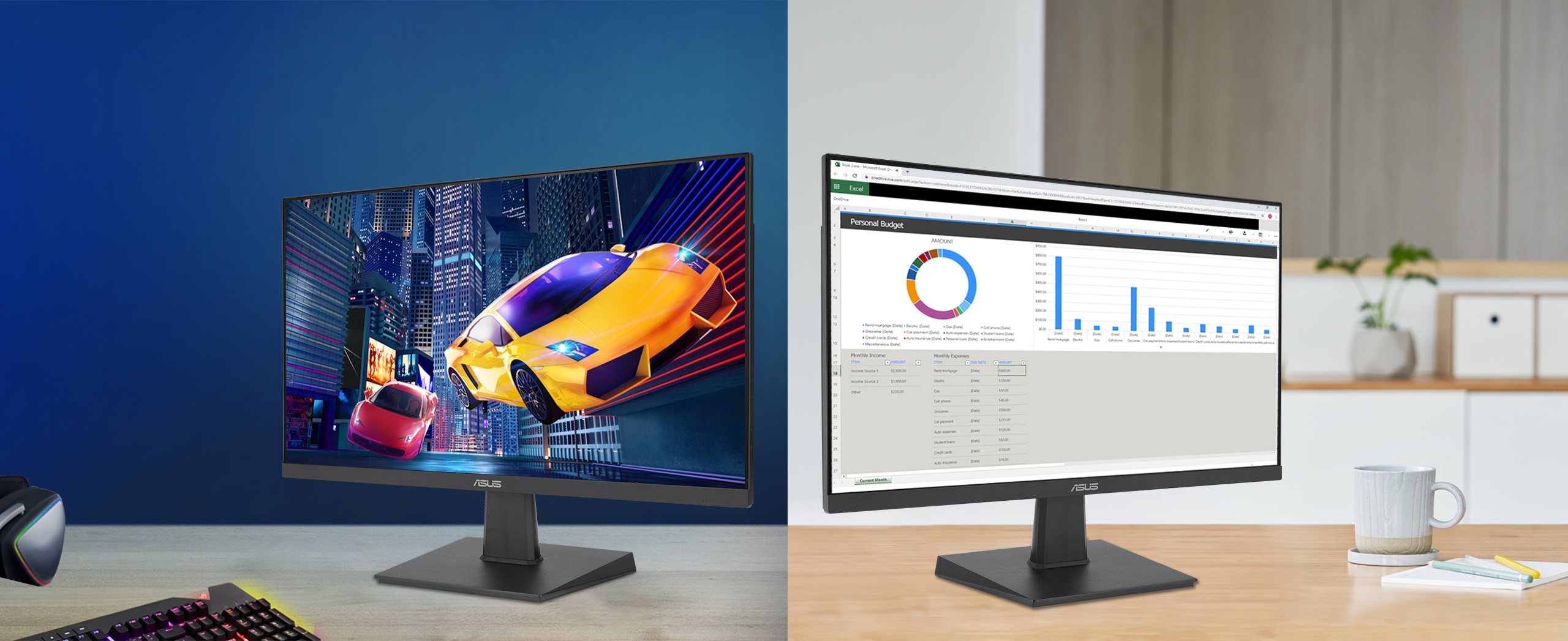 ASUS VA27EHFR is 27-inch IPS Eye Care Gaming monitor with fast 100Hz refresh rate and Adaptive-Sync technology to eliminate screen tearing and choppy frame rates for the smoother-than-ever experience.