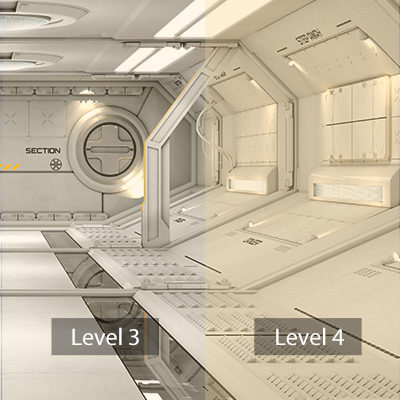 The different effects when applies low blue light level three and level four filter