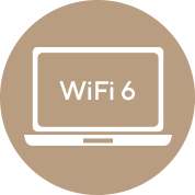 Een laptop-pictogram met WiFi 6 tekst