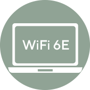 A laptop icon with WiFi 6E text