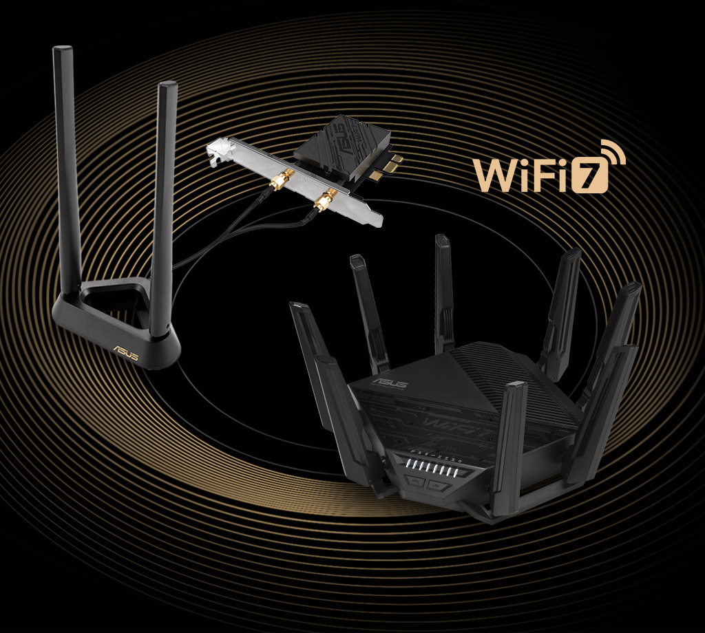 ASUS bietet mit der PCE-BE6500 und dem ASUS RT-BE96U WiFi 7 Router eine WiFi 7 Komplettlösung.