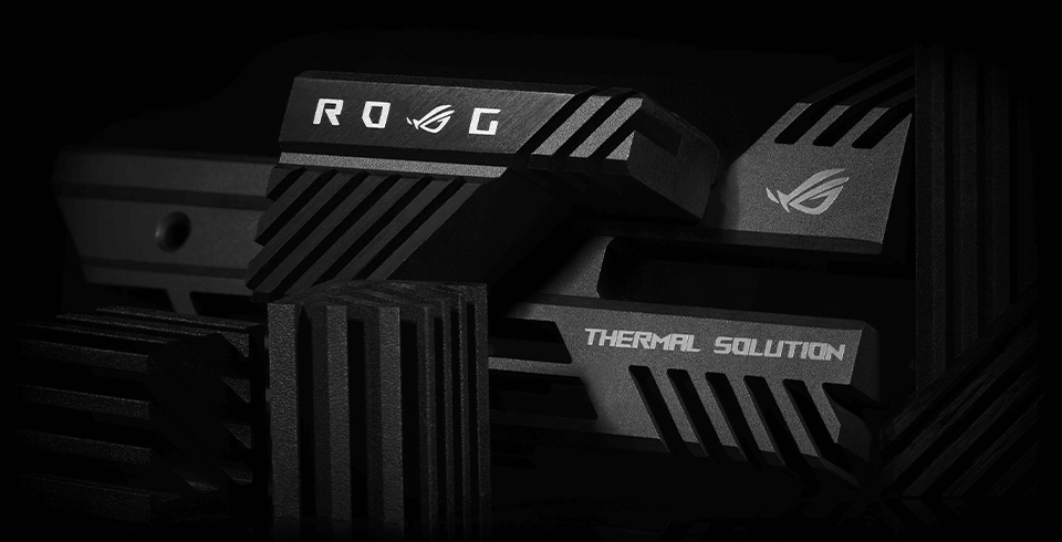 Primo piano dei dissipatori ROG