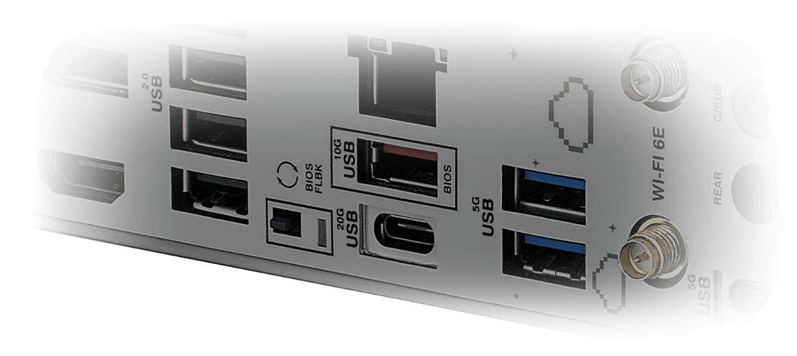 Doska Strix B760-A je vybavená zadným portom USB 3.2 Gen 2x2 I/O.