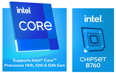 Intel Core and Intel B760 chipset logos