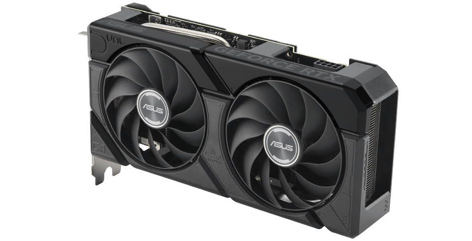 Draufsicht auf die ASUS Dual GeForce RTX 4070 EVO Grafikkarte