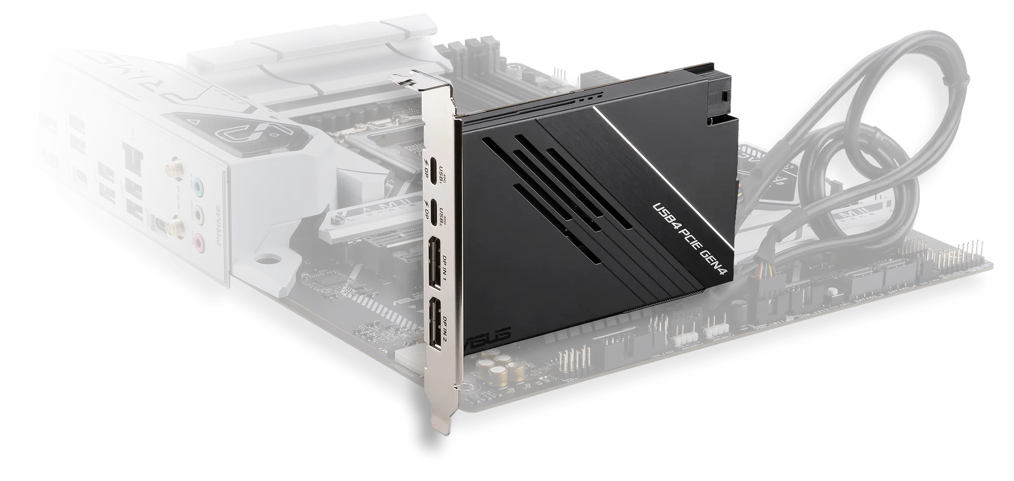The USB4 PCIe Gen4 Card is installed on a motherboard