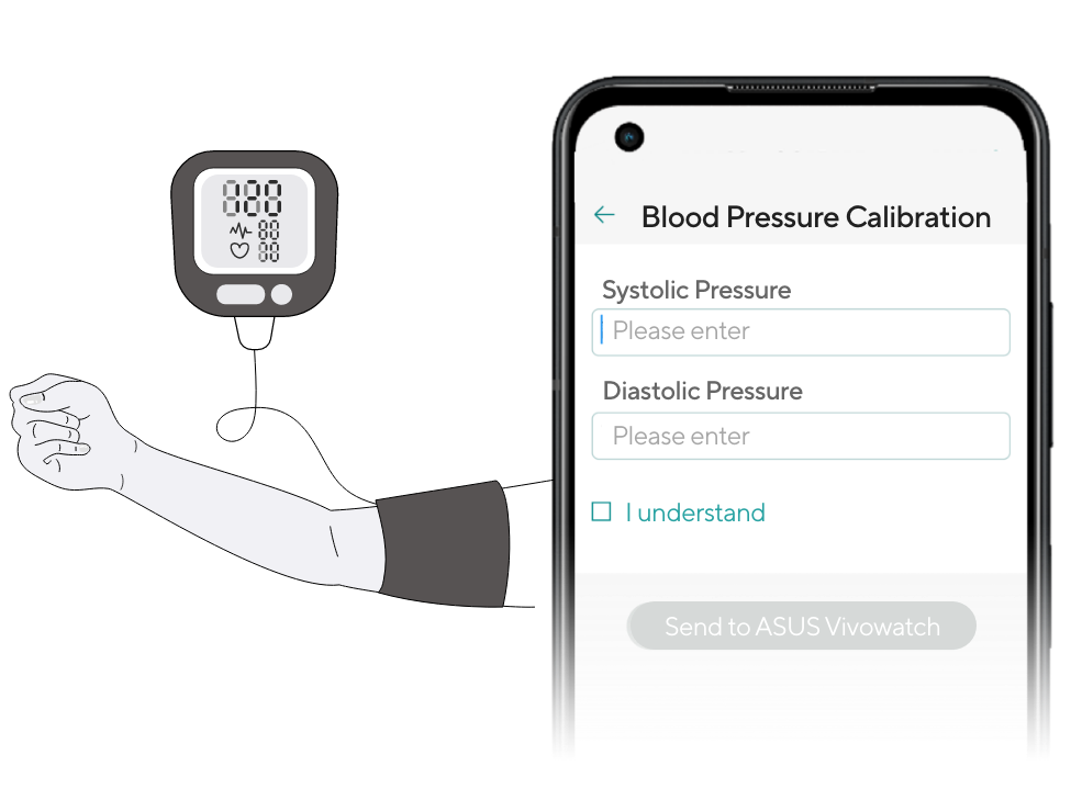 Step 2: Before using VivoWatch for the first time, please calibrate the blood pressure algorithm.