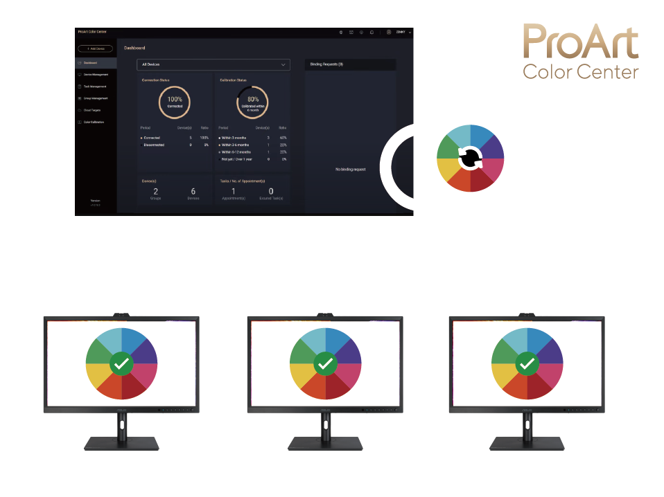 Two creators grading colors with Davinci Resolve on ProArt Display PA27DCE-K.