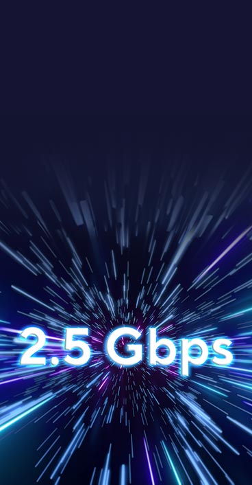 2.5 Gbps 的文字显示在高速背景上