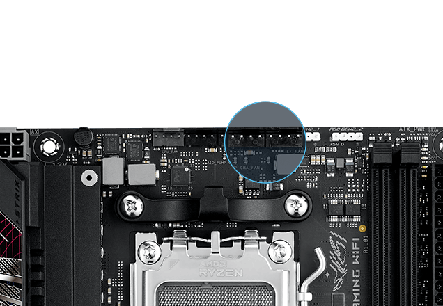 Strix B850-I chassis fan header locations